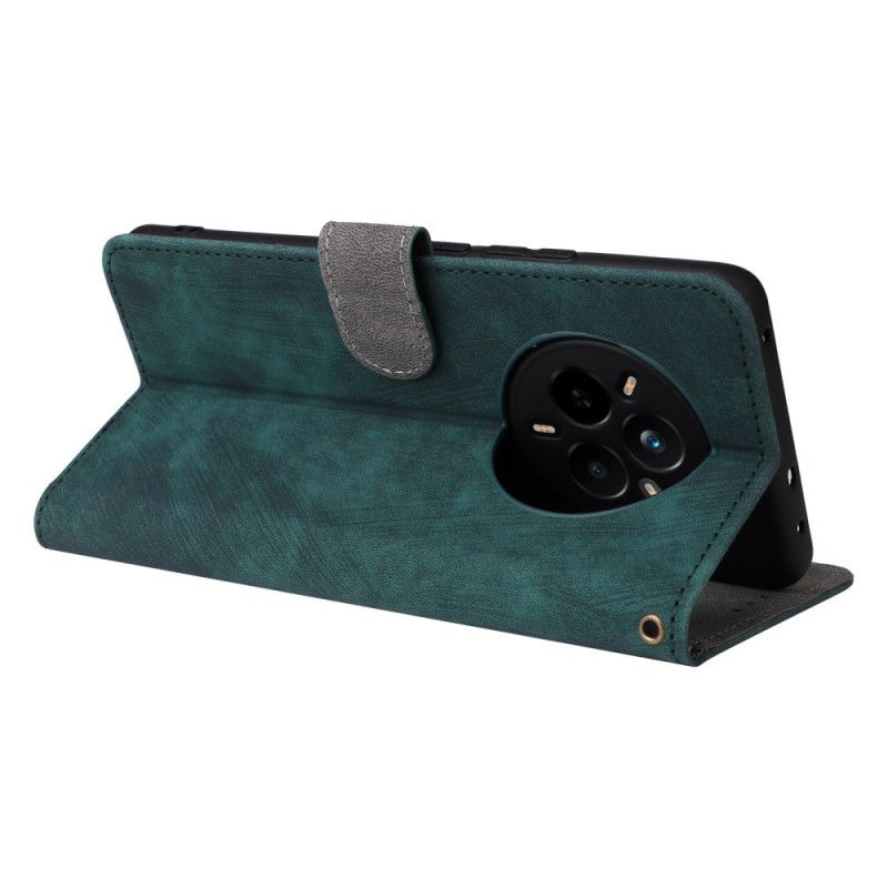 Flip Cover Realme 14 Pro 5g Rfid-beskyttelse Med Ruskindseffekt Og Rem