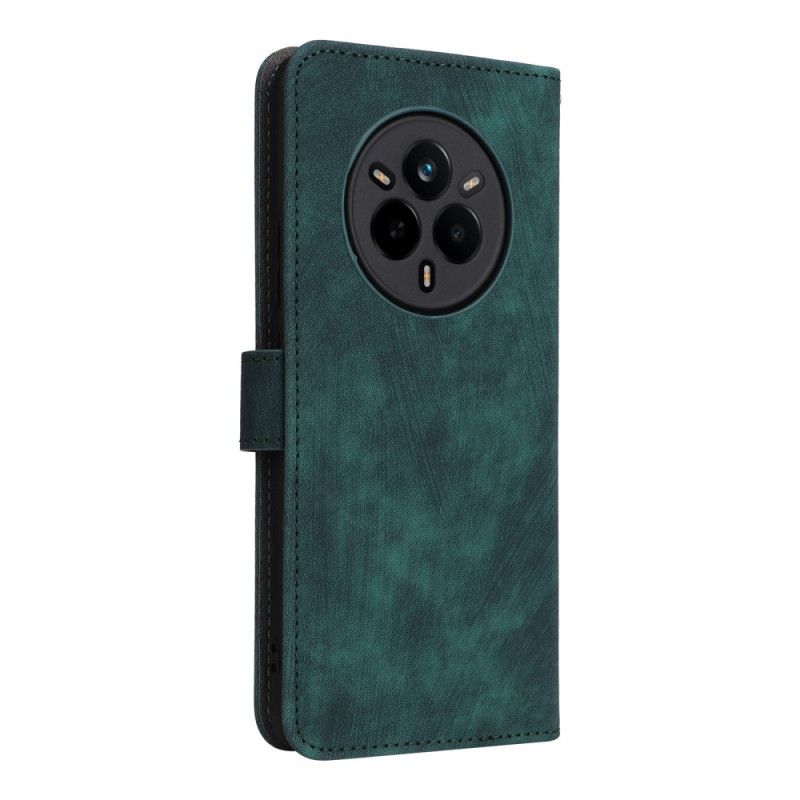 Flip Cover Realme 14 Pro 5g Rfid-beskyttelse Med Ruskindseffekt Og Rem