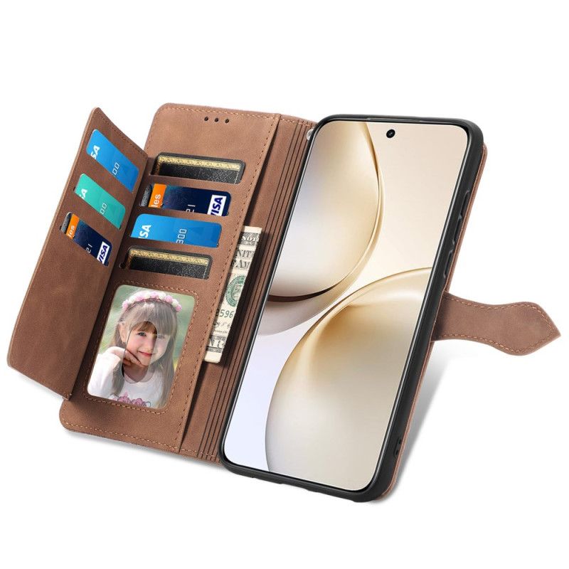 Flip Cover Til Realme 14 Pro 5g Ruskindsblondereffekt Med Pung Og Rem