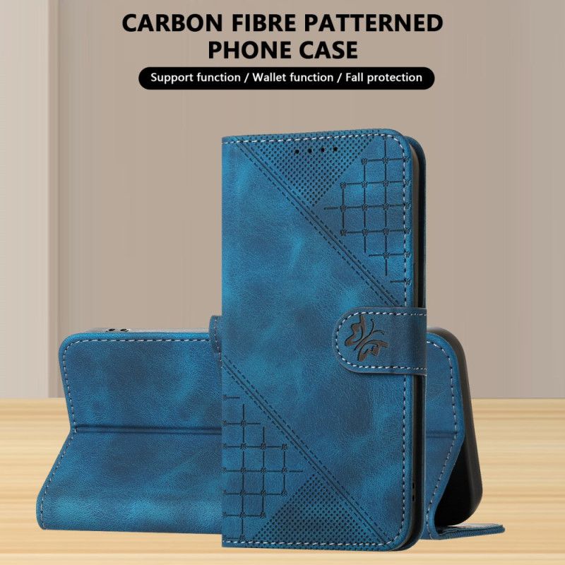 Læder Cover Realme 14 Pro 5g Telefon Etui Geometriske Sommerfugle Med Rem