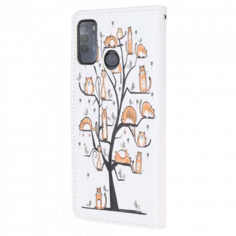 Flip Cover Moto G50 Funky Cats Strappy