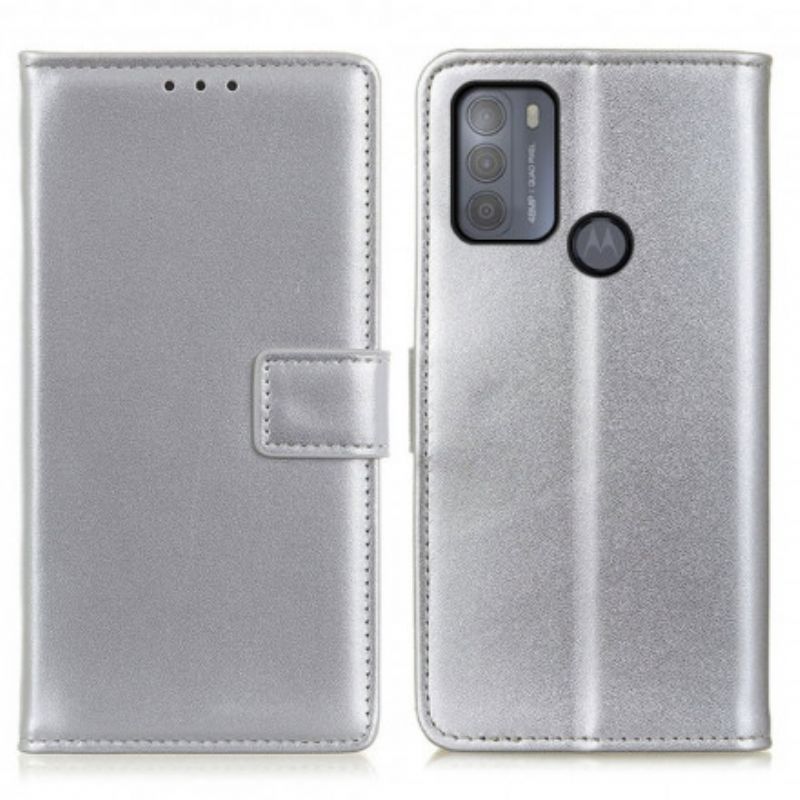 Læder Cover Moto G50 Telefon Etui Almindeligt Imiteret Læder