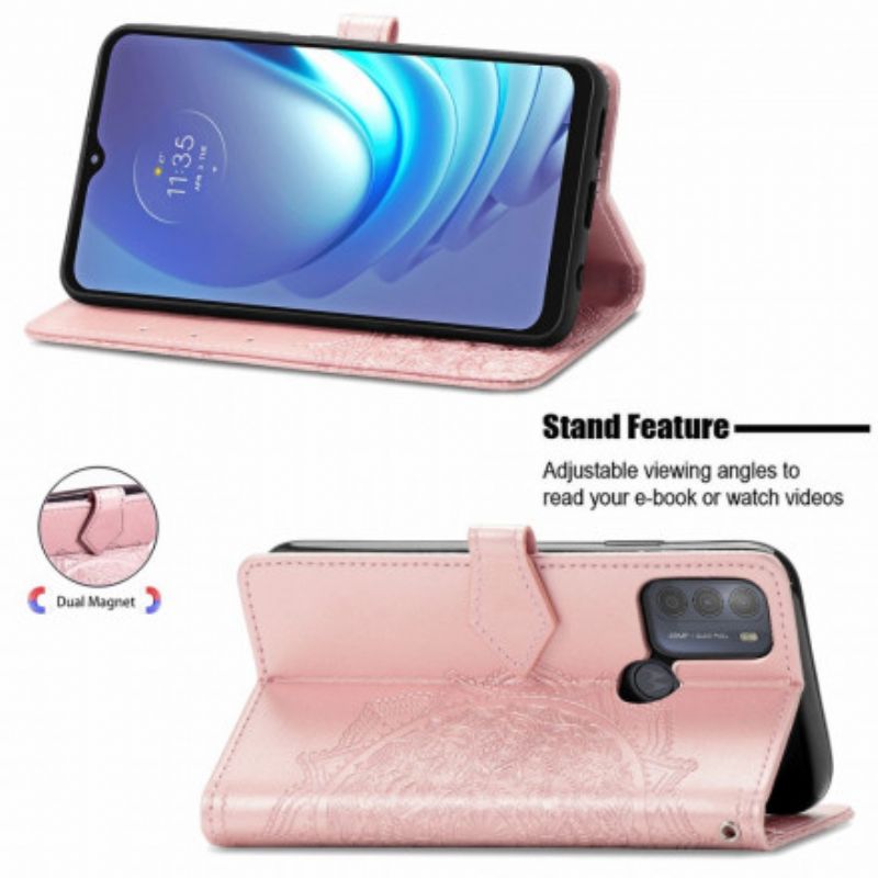 Læder Cover Moto G50 Telefon Etui Mandala Middelalder