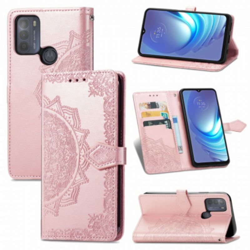 Læder Cover Moto G50 Telefon Etui Mandala Middelalder