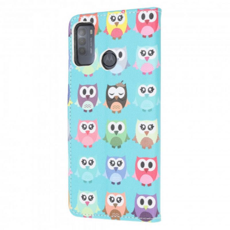 Læder Cover Moto G50 Telefon Etui Ugler