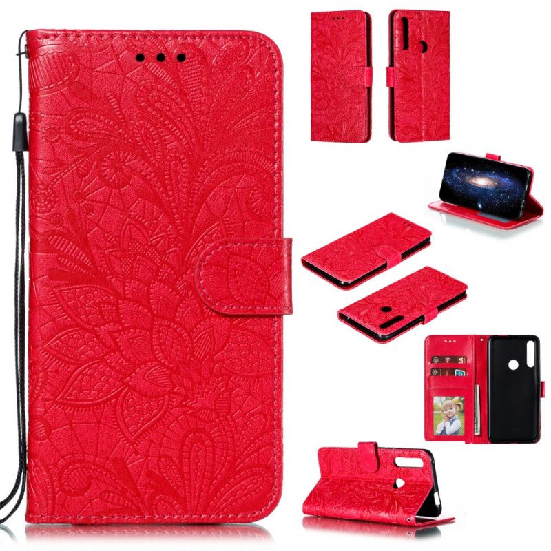 Flip Cover Honor 9X Rosenguld Mobilcover Tribal Thong Blomster