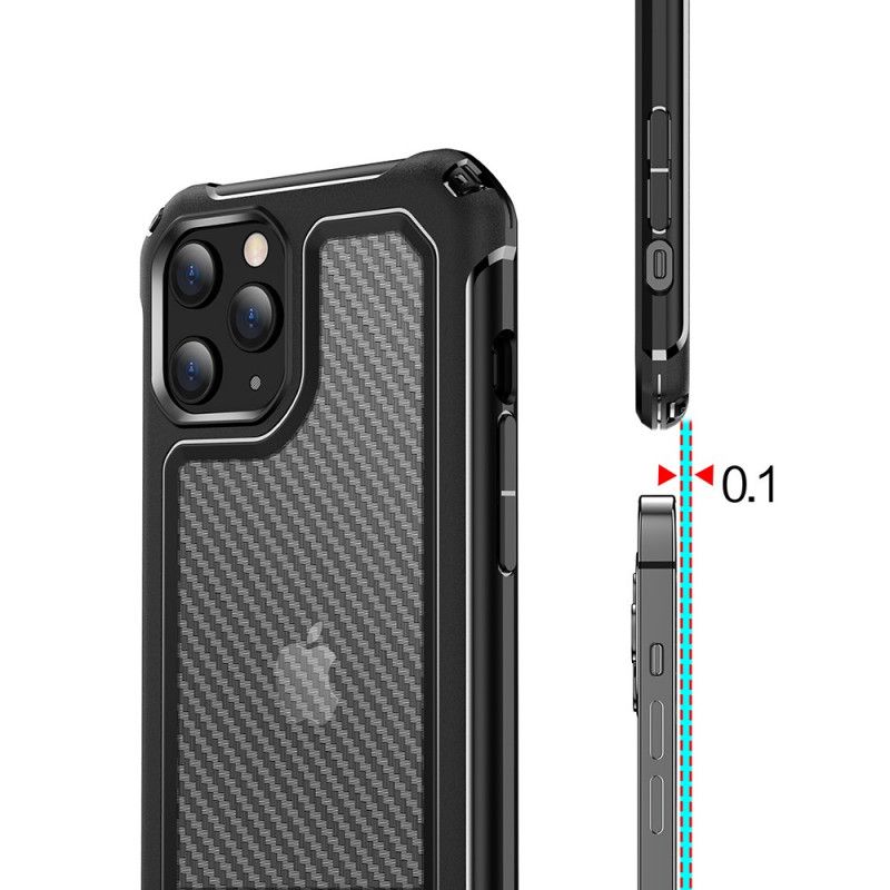 Cover for iPhone 12 / 12 Pro Sort Gennemsigtig Kulfiberstruktur