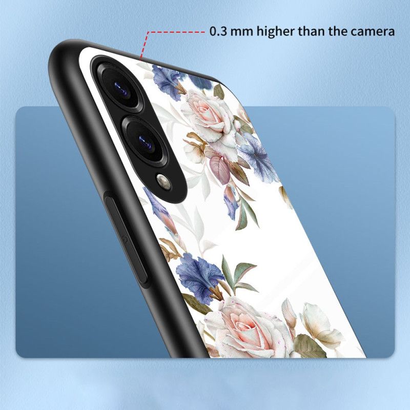 Cover Samsung Galaxy S25 5g Edge Hærdet Glas Med Blomstermotiv