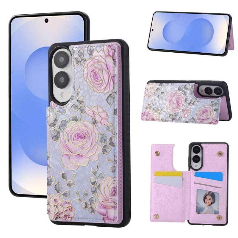 Cover Samsung Galaxy S25 5g Edge Kortholder Med Blomstermotiv