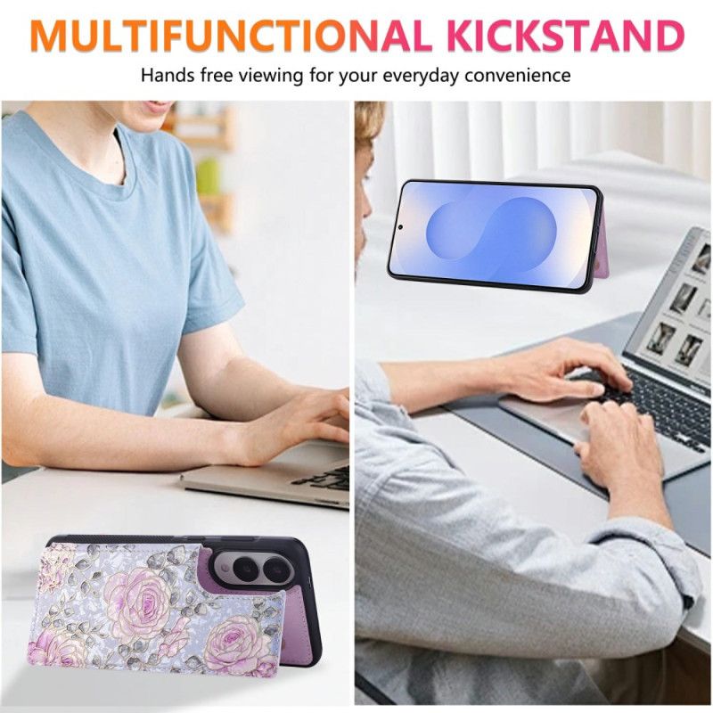 Cover Samsung Galaxy S25 5g Edge Kortholder Med Blomstermotiv