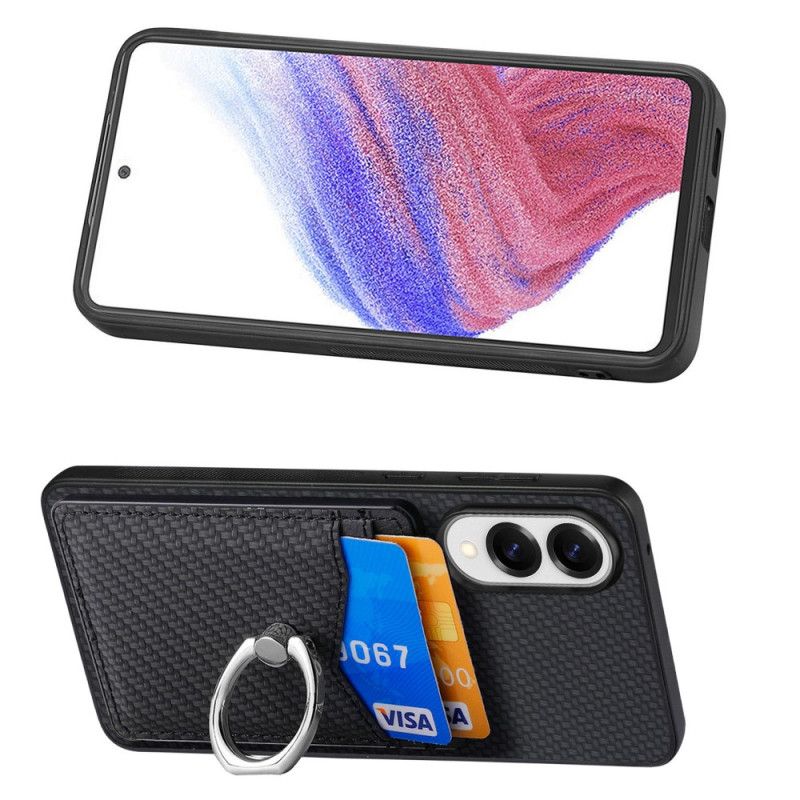 Cover Samsung Galaxy S25 5g Edge Kulfiber Med Kortholder Og Ringholder