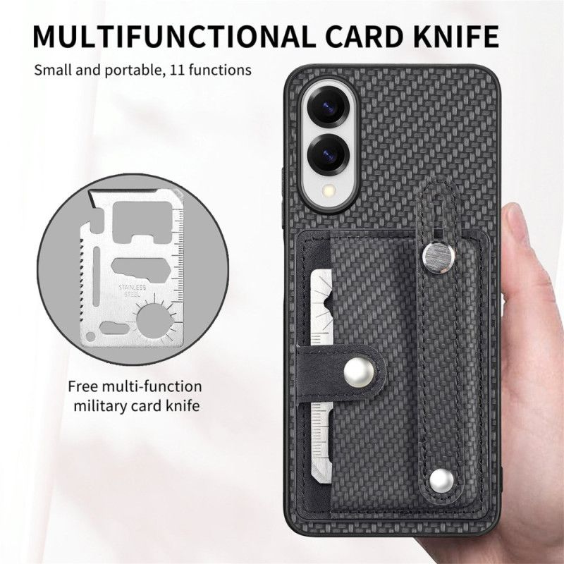 Cover Samsung Galaxy S25 5g Edge Kulfiber Med Kortholder Og Stropholder