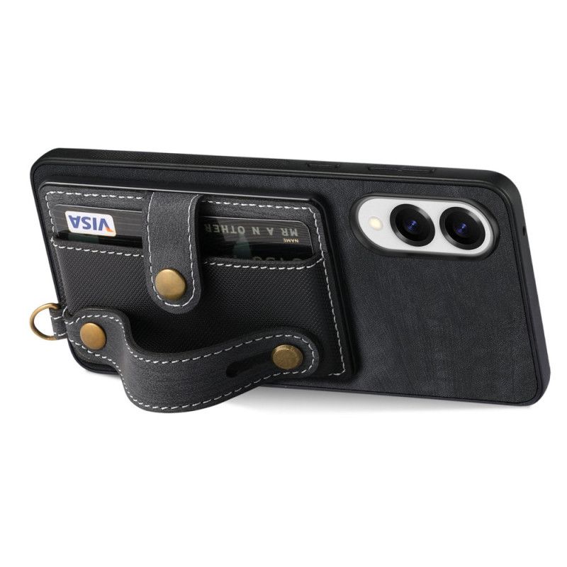 Cover Samsung Galaxy S25 5g Edge Retro Kortholder Og Håndledsrem