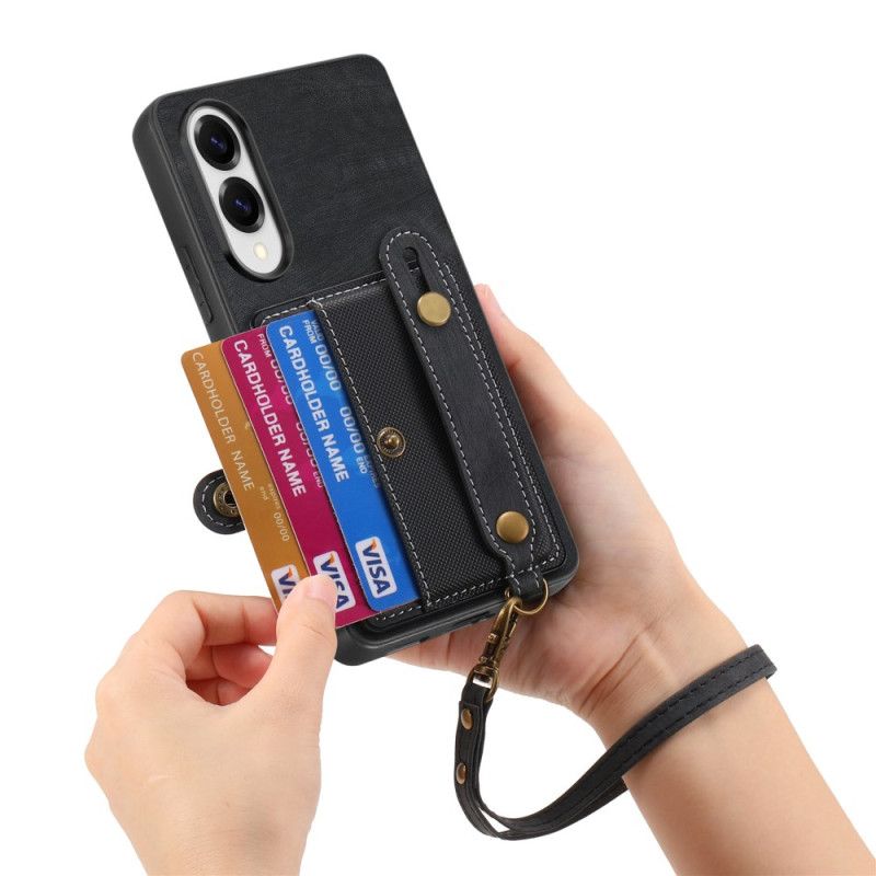 Cover Samsung Galaxy S25 5g Edge Retro Kortholder Og Håndledsrem