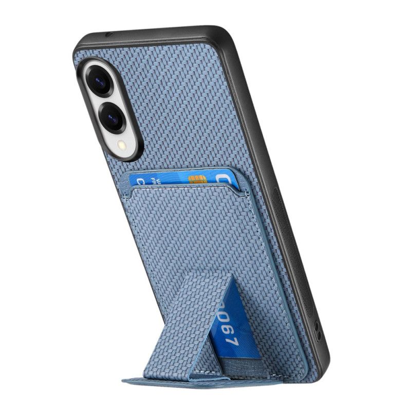 Cover Samsung Galaxy S25 5g Edge Telefon Etui Kortholder Med Kulfibertekstur Og Integreret Stativ