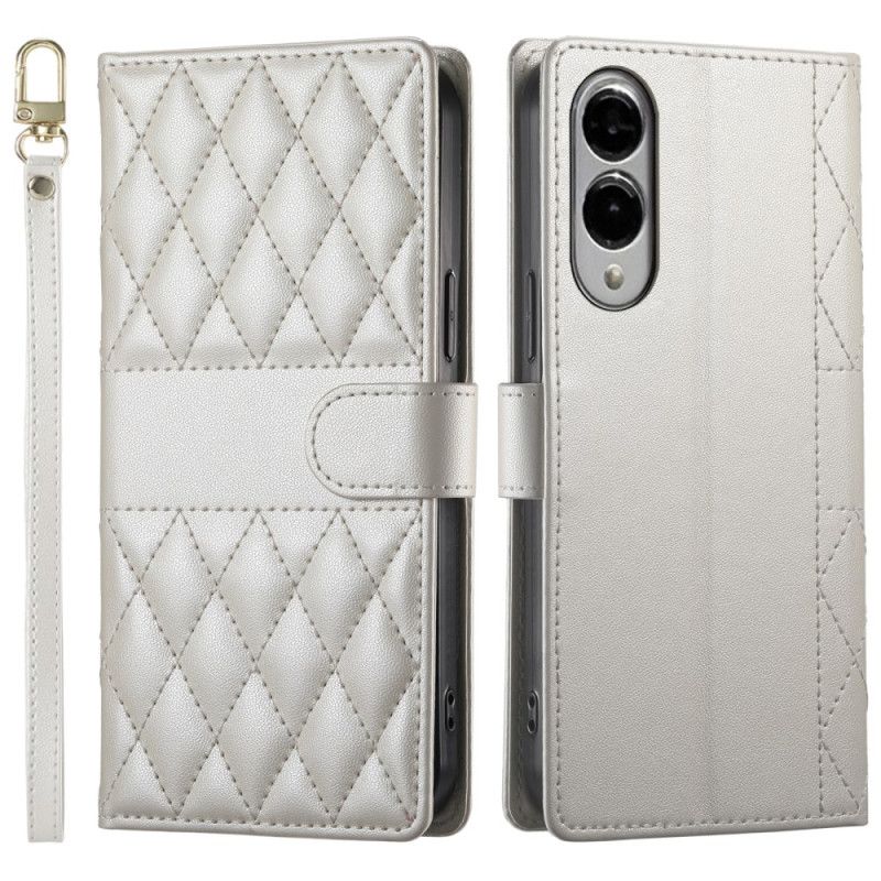 Flip Cover Samsung Galaxy S25 5g Edge Quiltet Med Rem Og Skulderrem