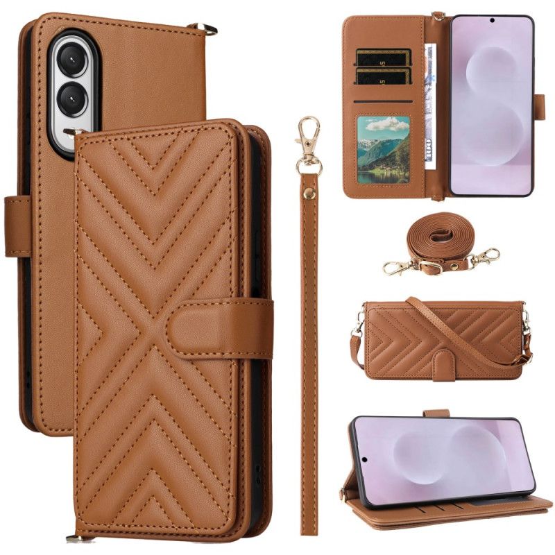 Flip Cover Samsung Galaxy S25 5g Edge Quiltet Med Rem Og Skulderrem