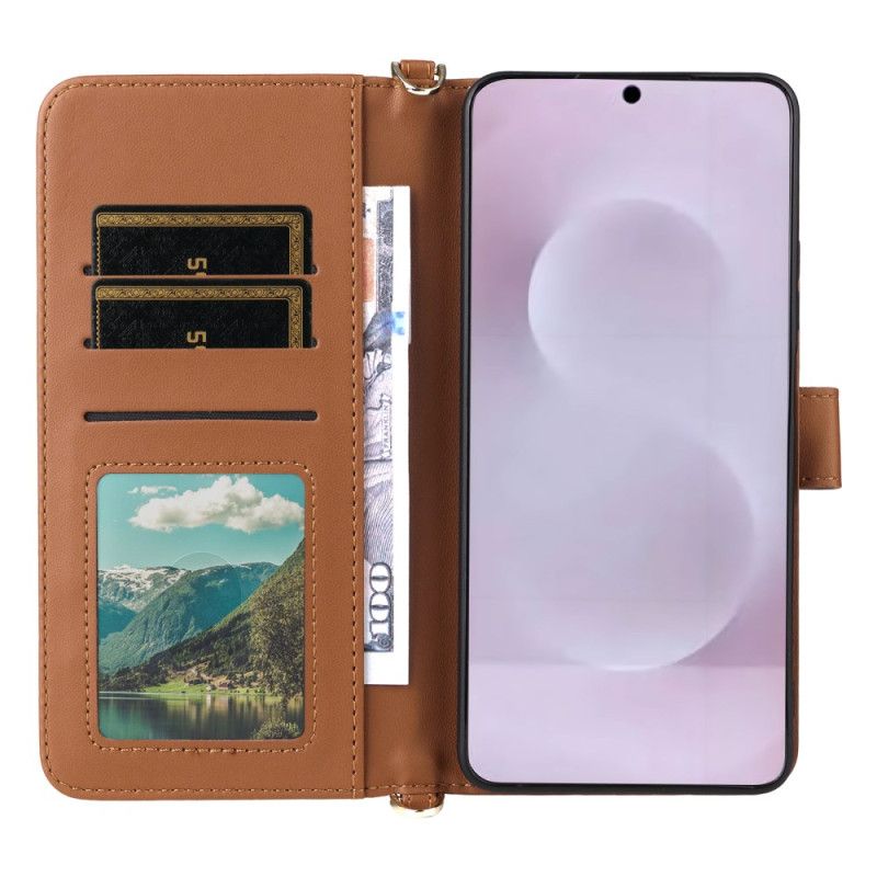 Flip Cover Samsung Galaxy S25 5g Edge Quiltet Med Rem Og Skulderrem