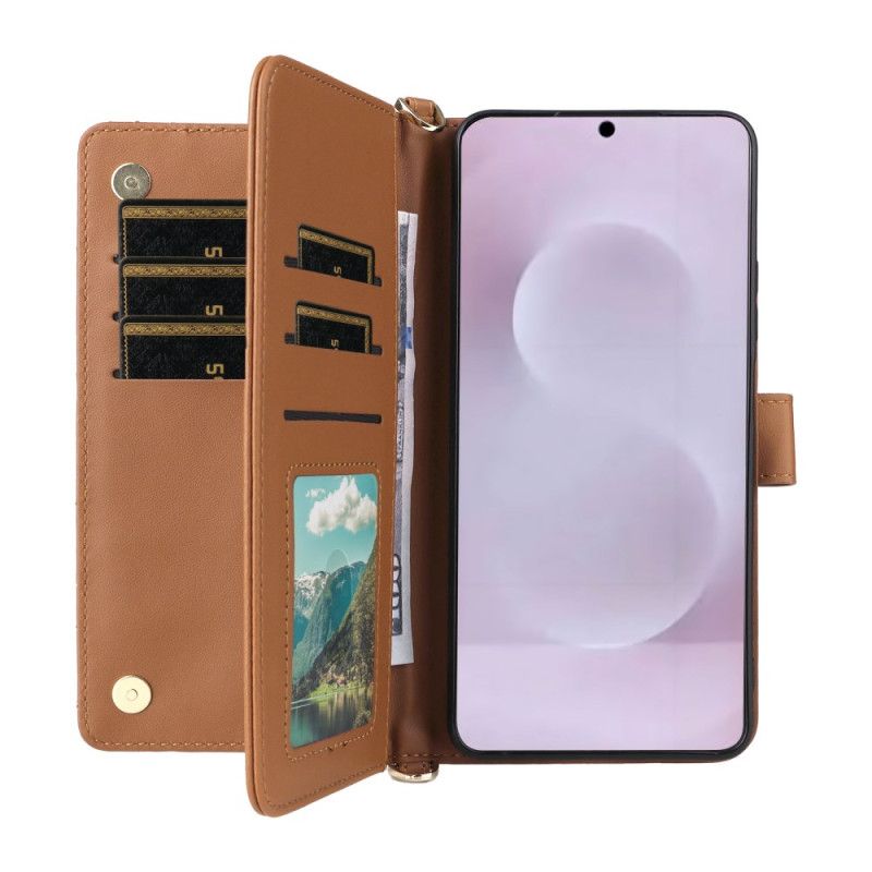 Flip Cover Samsung Galaxy S25 5g Edge Quiltet Med Rem Og Skulderrem