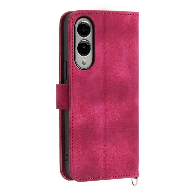 Flip Cover Til Samsung Galaxy S25 5g Edge Blomstermønster Og Stropper