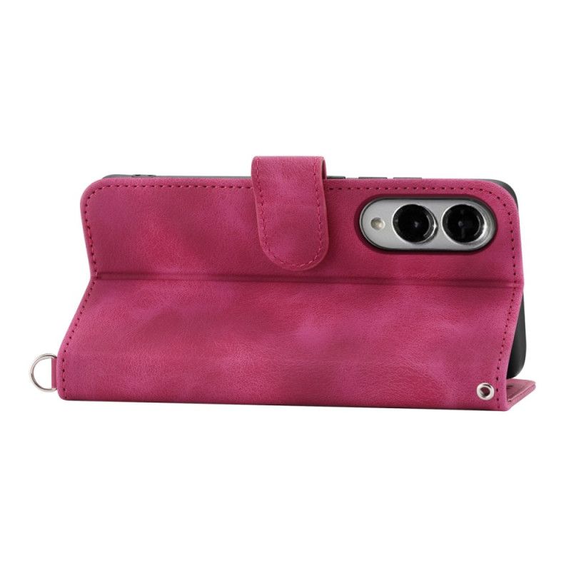 Flip Cover Til Samsung Galaxy S25 5g Edge Blomstermønster Og Stropper