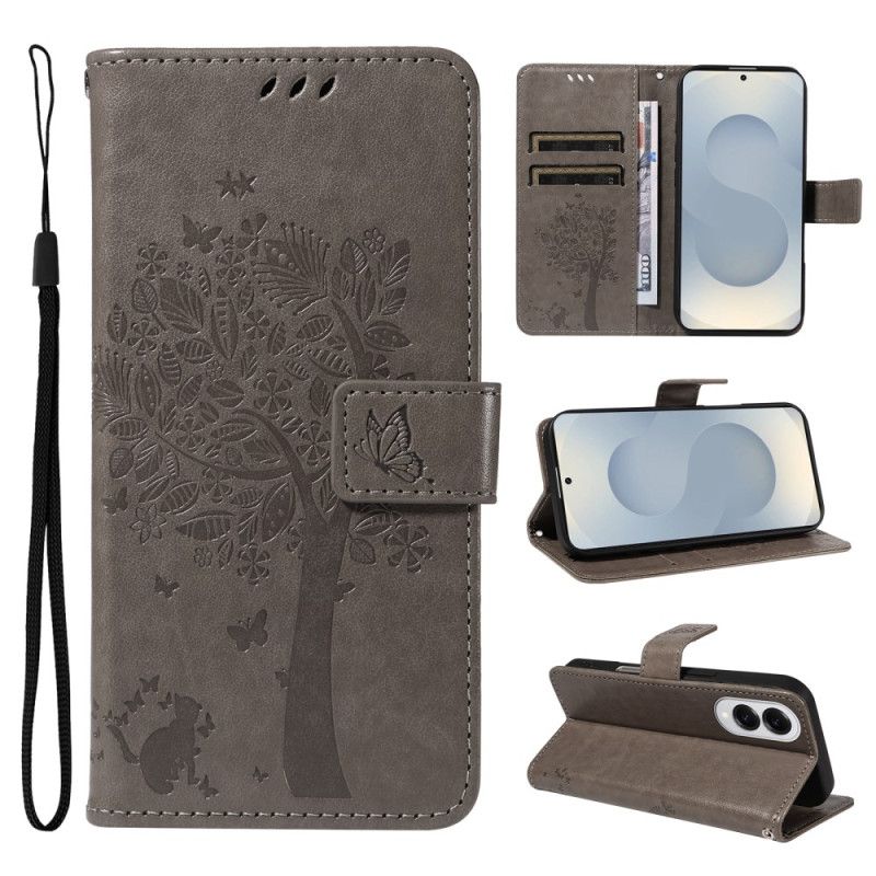 Flip Cover Til Samsung Galaxy S25 5g Edge Træ Og Kat