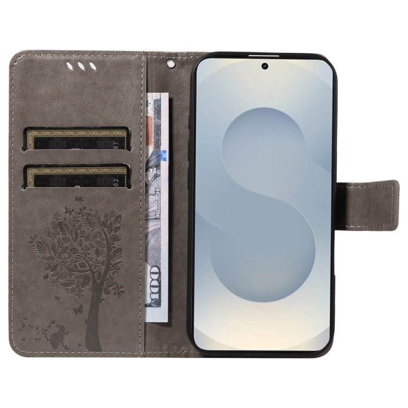 Flip Cover Til Samsung Galaxy S25 5g Edge Træ Og Kat