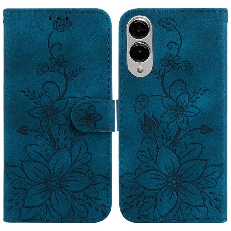 Læder Cover Samsung Galaxy S25 5g Edge Telefon Etui Blomsterprint