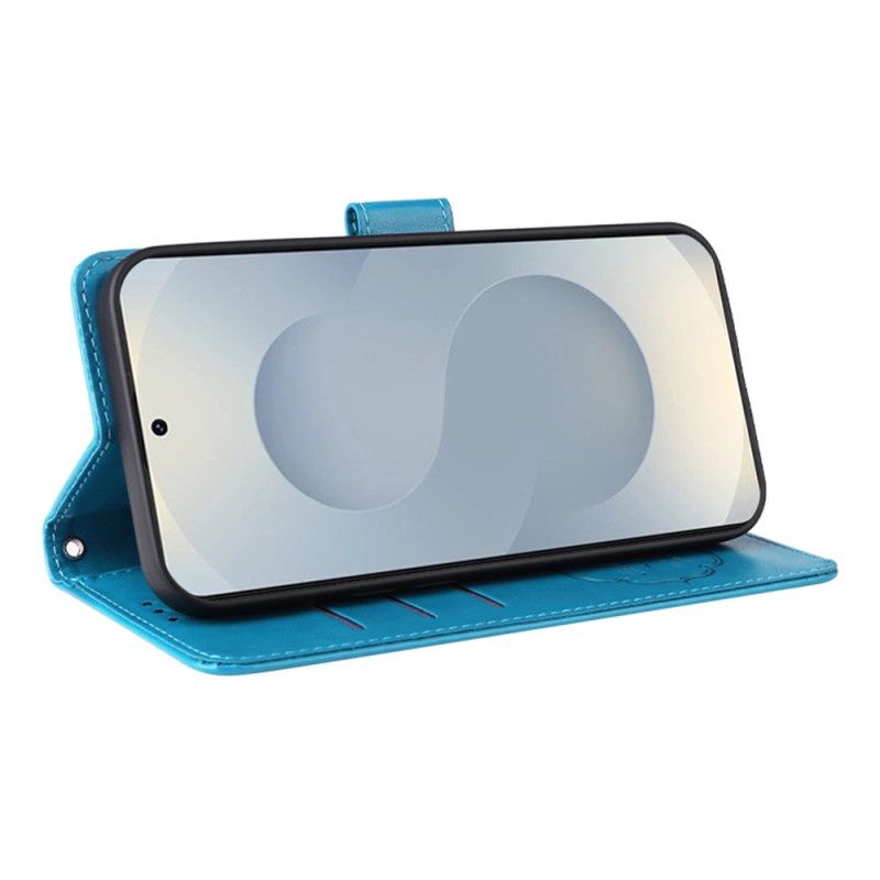 Læder Cover Samsung Galaxy S25 5g Edge Telefon Etui Blomsterprint