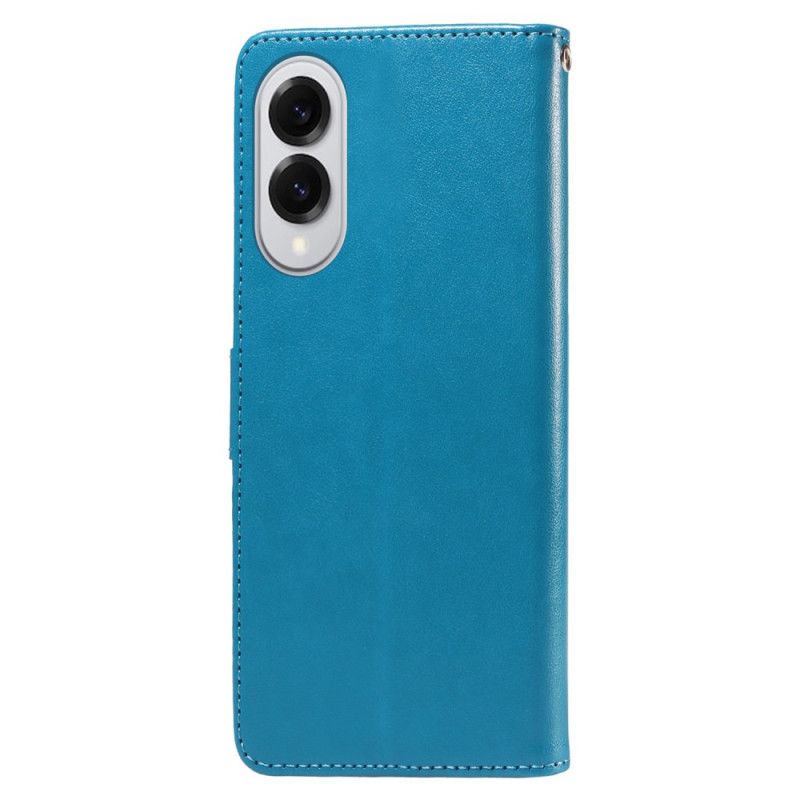 Læder Cover Samsung Galaxy S25 5g Edge Telefon Etui Blomsterprint