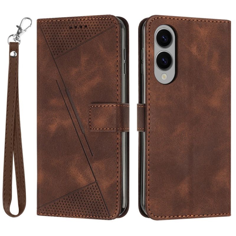 Læder Cover Samsung Galaxy S25 5g Edge Telefon Etui Geometrisk Design