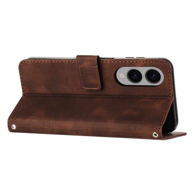 Læder Cover Samsung Galaxy S25 5g Edge Telefon Etui Geometrisk Design