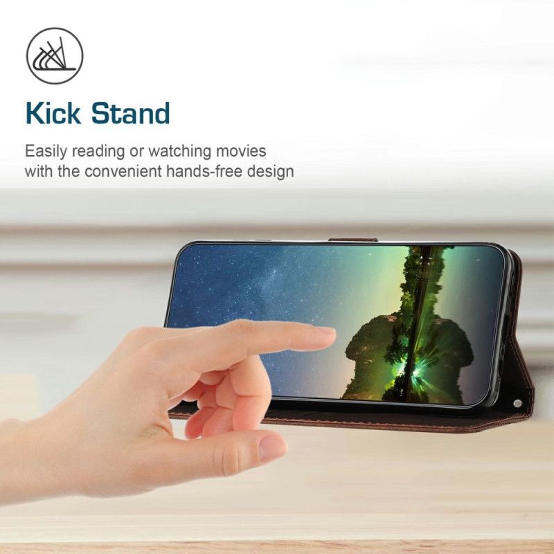 Læder Cover Samsung Galaxy S25 5g Edge Telefon Etui Geometrisk Design