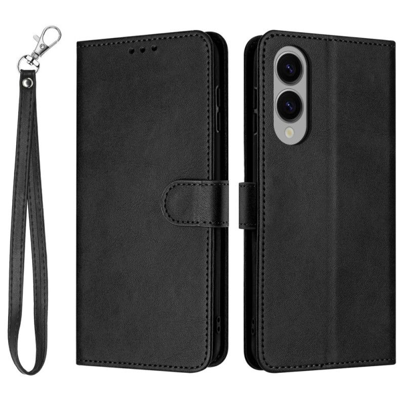 Læder Cover Samsung Galaxy S25 5g Edge Telefon Etui Lædereffekt Med Rem