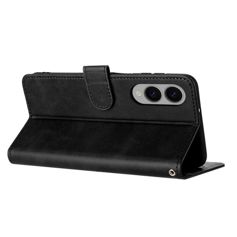 Læder Cover Samsung Galaxy S25 5g Edge Telefon Etui Lædereffekt Med Rem