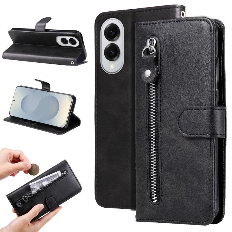 Læder Cover Samsung Galaxy S25 5g Edge Telefon Etui Lynlåslomme