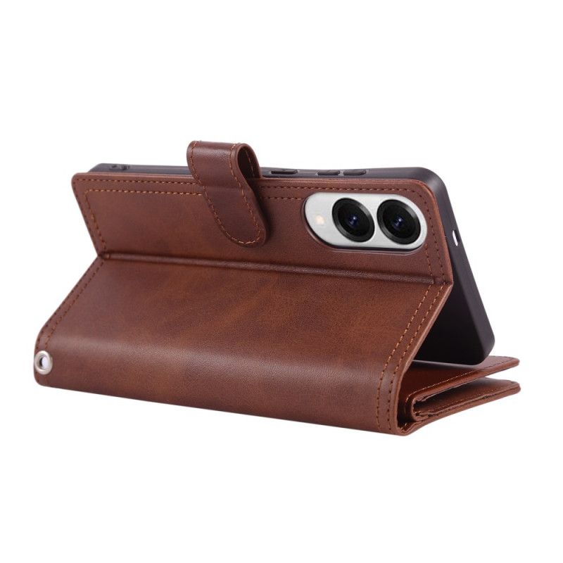 Læder Cover Samsung Galaxy S25 5g Edge Telefon Etui Magnetisk Pung Og Snor