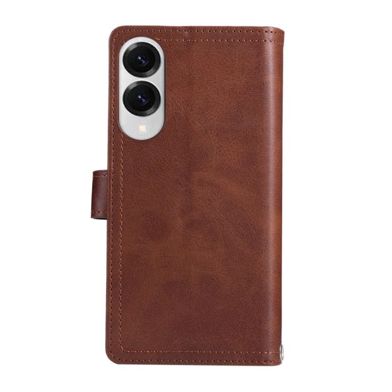 Læder Cover Samsung Galaxy S25 5g Edge Telefon Etui Magnetisk Pung Og Snor