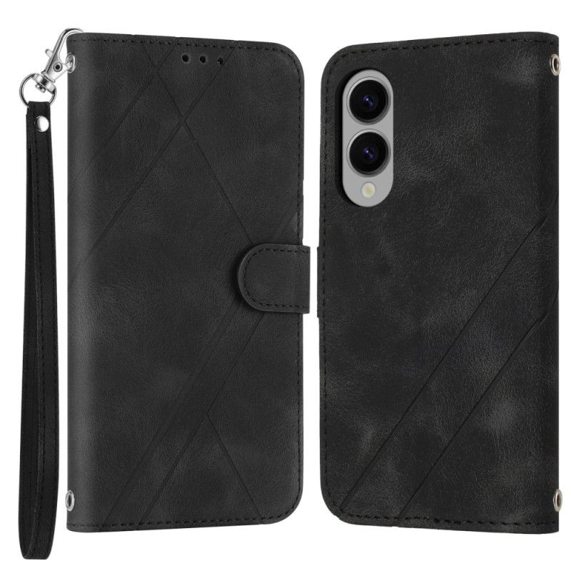 Læder Cover Samsung Galaxy S25 5g Edge Telefon Etui Trykt Linjerem