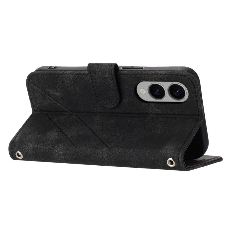 Læder Cover Samsung Galaxy S25 5g Edge Telefon Etui Trykt Linjerem