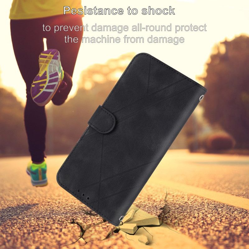 Læder Cover Samsung Galaxy S25 5g Edge Telefon Etui Trykt Linjerem