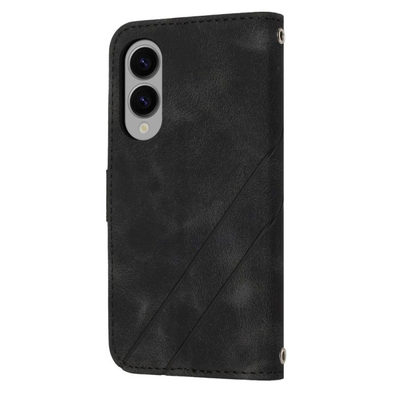 Læder Cover Samsung Galaxy S25 5g Edge Telefon Etui Trykt Linjerem