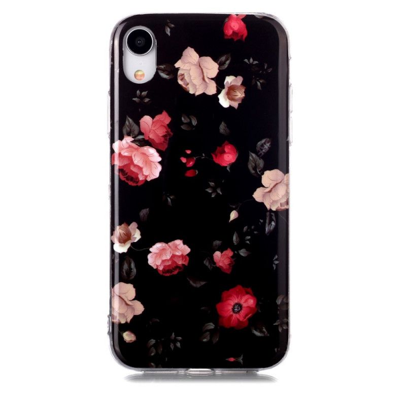 Cover iPhone XR Sort Fluorescerende Blomsterserie Beskyttelse