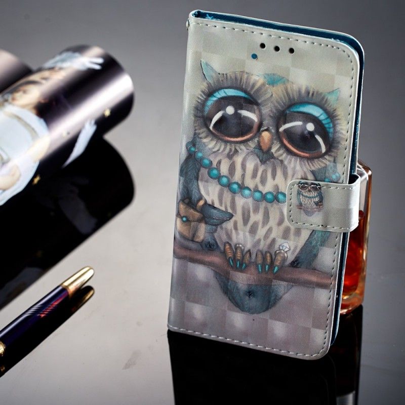 Flip Cover Læder Honor 9 Lite Miss Ugle 3D Beskyttelse