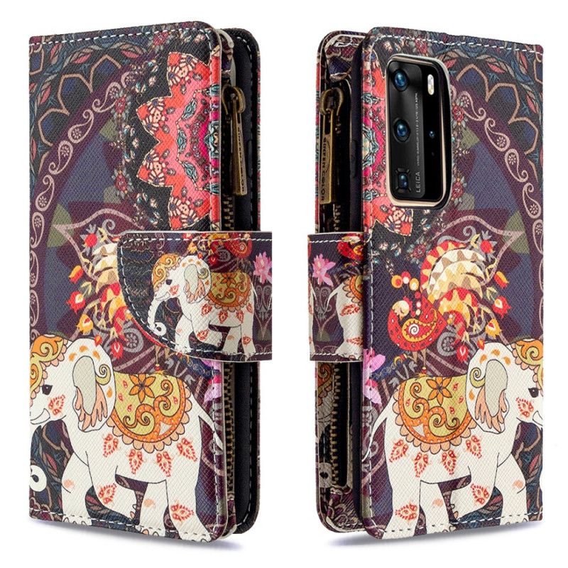 Flip Cover Læder Huawei P40 Pro Elefant Lynlåslomme