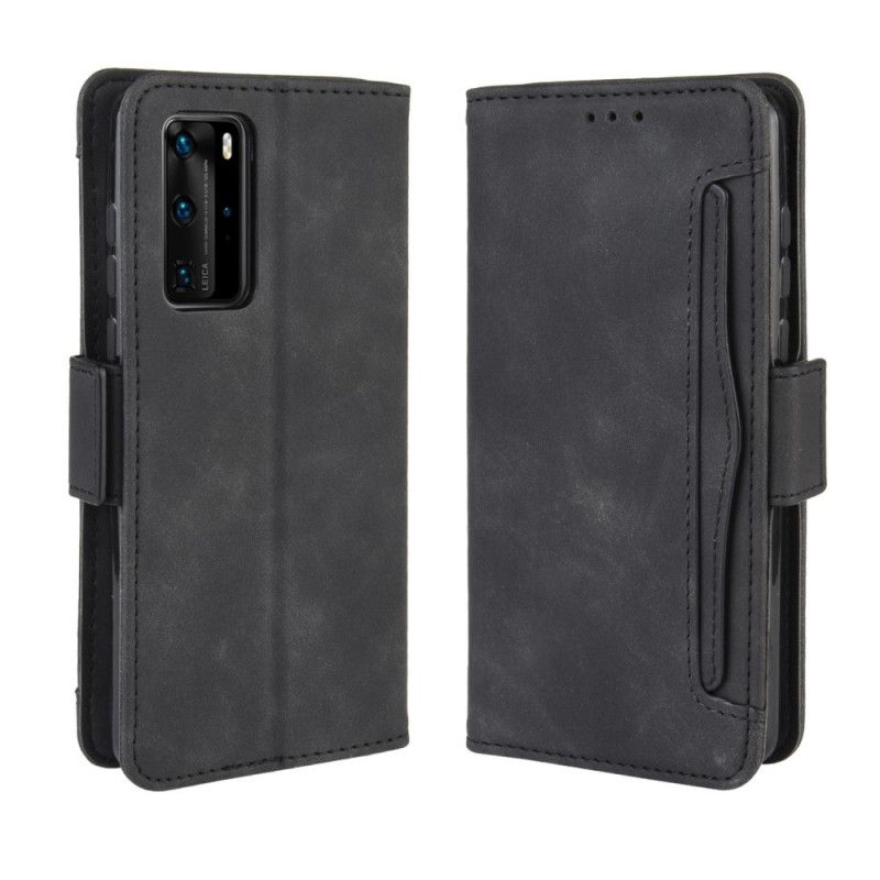 Flip Cover Læder Huawei P40 Pro Sort Førsteklasses Multikort Original