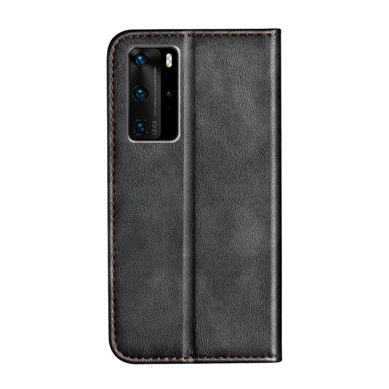 Læder Cover Huawei P40 Pro Grå Tofarvet Lædereffekt
