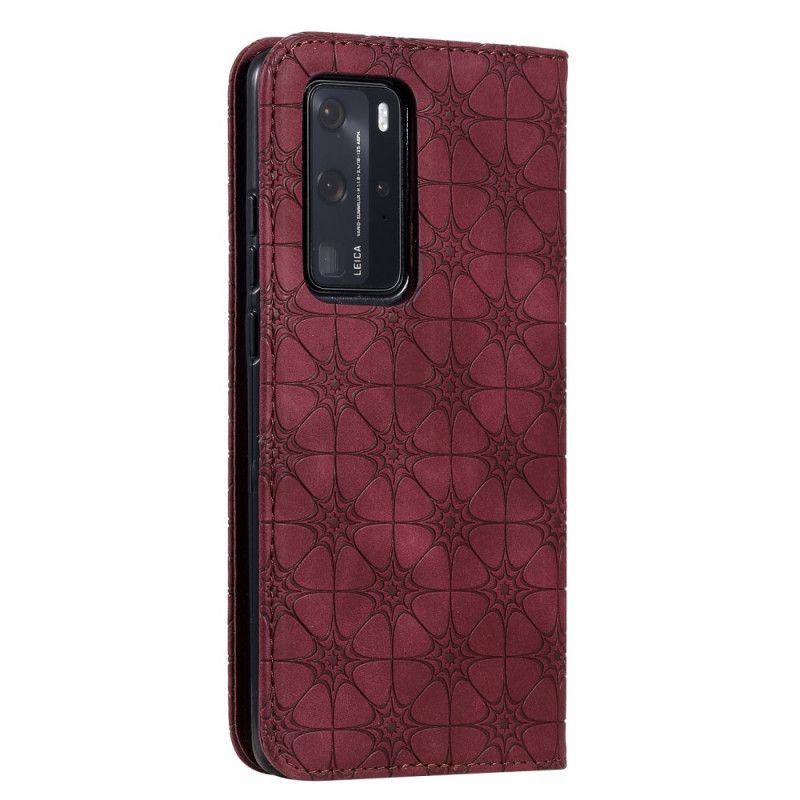 Læder Cover Huawei P40 Pro Grøn Mobilcover Stjernetryk