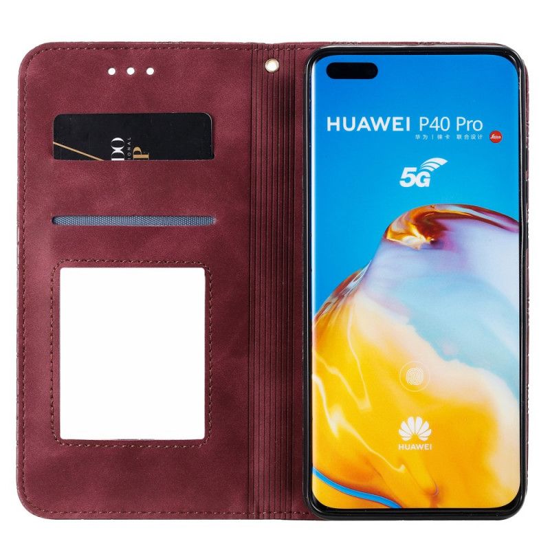 Læder Cover Huawei P40 Pro Grøn Mobilcover Stjernetryk