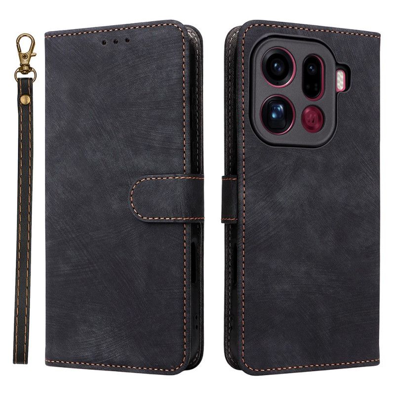 Læder Cover Oppo Find X9 Pro 5g Ruskindseffekt Med Rem